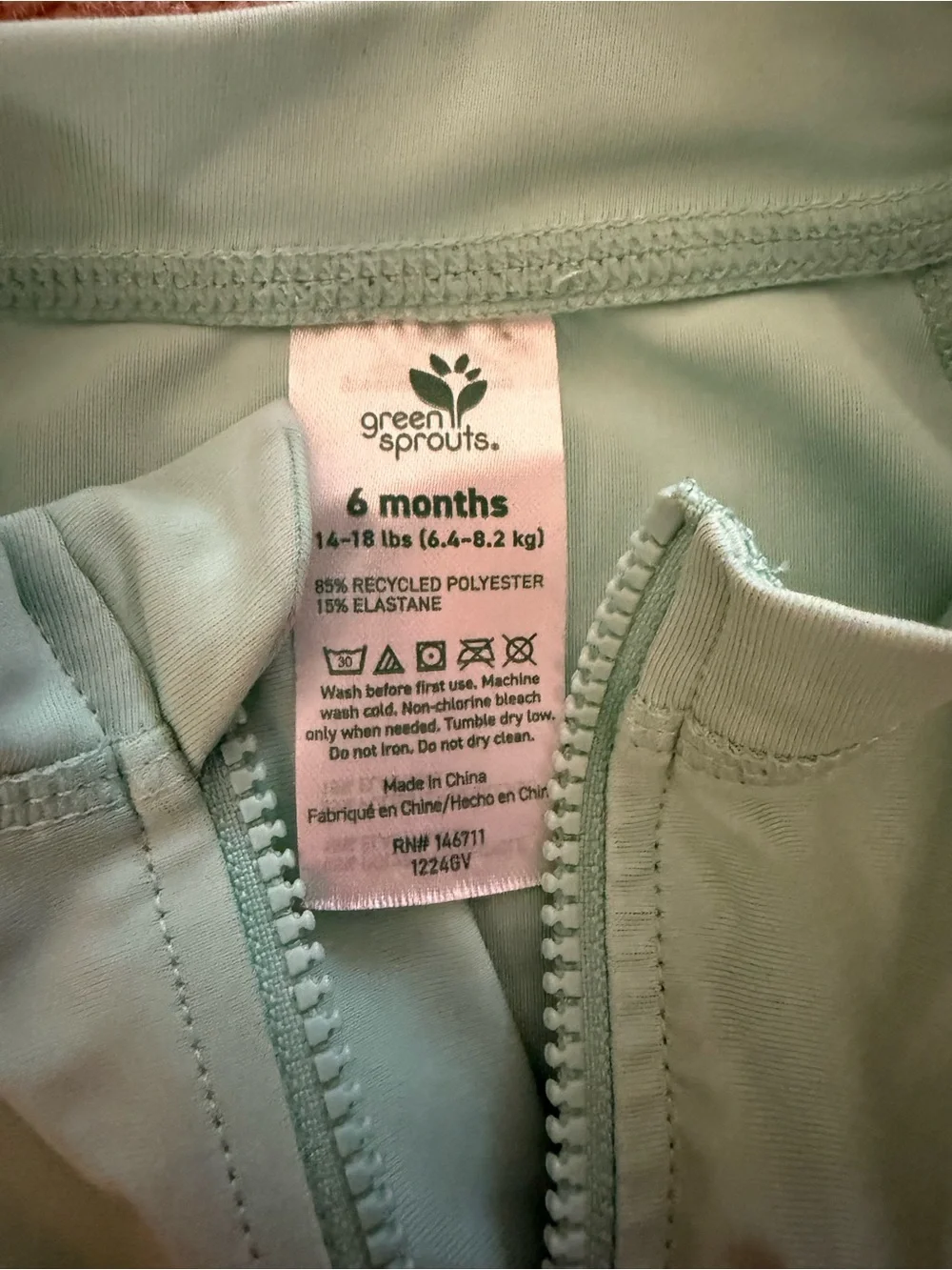 Green sprouts baby rashguard / sun shirt Mint Long-Sleeve, quarter zip
